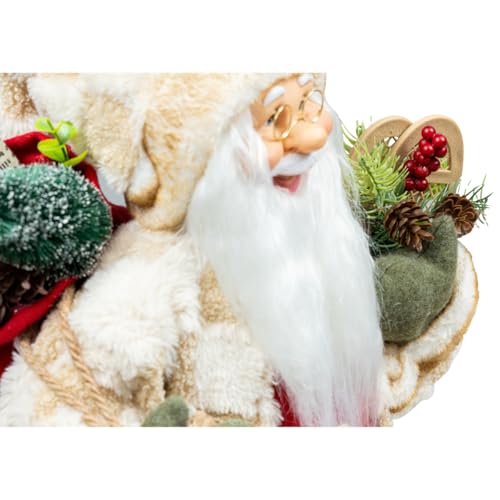 Papai Noel Decoracao Natal 40cm Casaco Pele Colete Vermelho Enfeite Natalino Premium