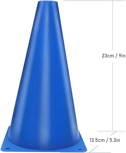 Miniatura 3 de Cones Sports 9 pulgadas, paquete de 15 conos de entrenamiento para práctica de fútbol, juego de conos de campo de agilidad para ejercicios de fútbol