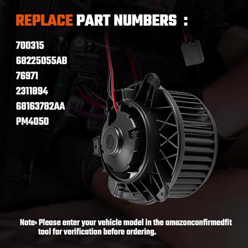 Image of 700315 AC Heater Blower Motor Fan Compatible with Dodge Dart 2013-2016 HVAC Blower Motor Assembly Replace for 68225055AB 76971 2311894 68163782AA PM4050 | AC Heater Blower Motor for 68225055AB 76971 2311894 68163782AA PM4050 Abliseoum