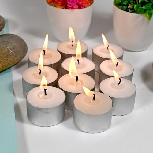 Luxe Paraffin Wax Long Burning Tea Light Candles, 22g Each, 5-6 H...