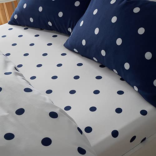Catherine Lansfield Bedroom Brushed Spot Double Fitted Sheet 30m Depth Navy
