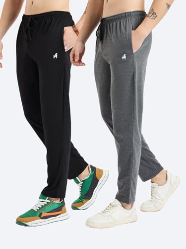Image of Modeve Men Solid Cotton Blend Track Pant for Summer Pack of 2