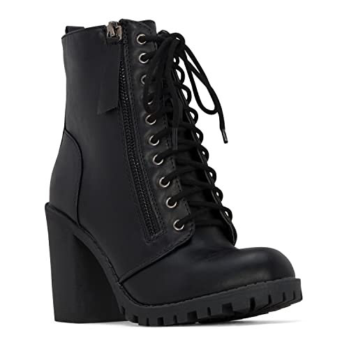 Kassie - Women's Combat Lug Sole Chunky Lace Up Ankle Booties2