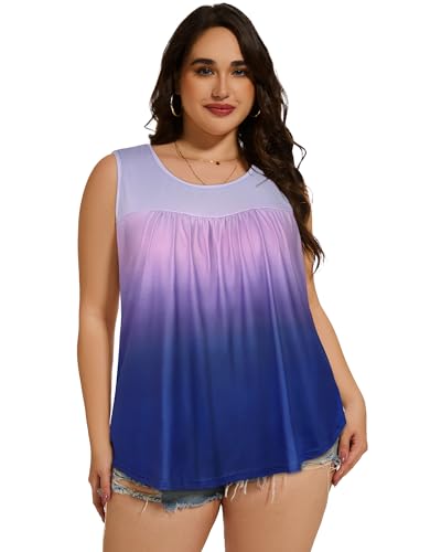 Image of Women Plus Size Tank Top Casual Summer Tops Loose Fit Sleeveless T Shirts Trendy Crewneck Tunic Tees 2026