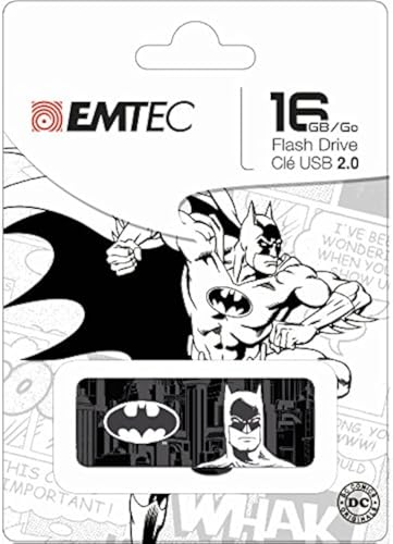 Emtec Pen drive SuperHero 16 GB USB 2.0 (ECMMD16GM700SP03) (o design pode variar - Super Man, Batman, Mulher Maravilha)