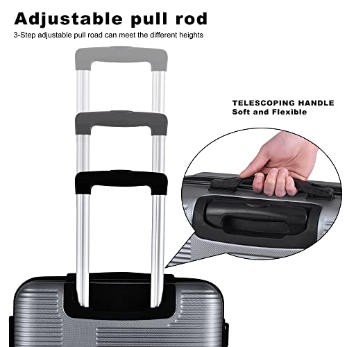 3 Piece Luggage with TSA Lock ABS, Durable Luggage Set, Lightweight Suitcase with Hooks, Spinner Wheels Cross Stripe Luggage Sets 20in/24in/28in4