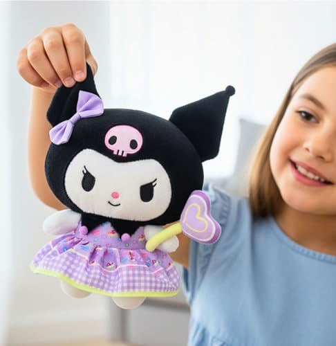Image of Tickles Cute Anime Doll with Candy Soft Stuffed Plush Cartoon Character Toy for Kids Boys & Girls Birthday Gift (Color: Purple & Black Size: 25 cm)