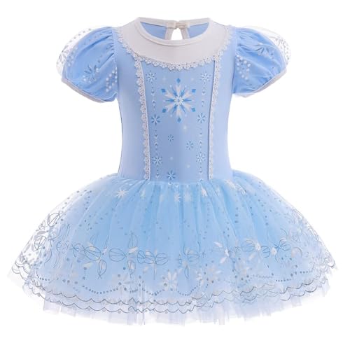 AruMinna Vestido tutú de princesa bailarina para niñas pequeñas, Rapunzel, Sofía, Blancanieves, Frozen Elsa, disfraz de carnaval para Halloween (Elsa 004, 18-24 meses)