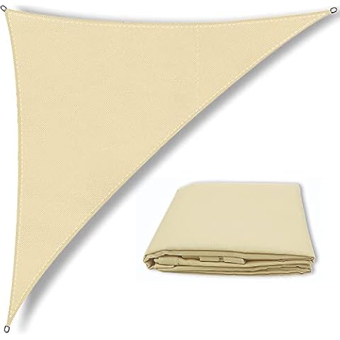 Farbrich Right Triangle Sun Protection Awning, Waterproof Sun Protection, 95% UV Block, Sun Cream Awning, Garden, Beach, Patio Canopy, Free 3 Ropes (3 m x 3 m x 4.3 m, Cream) Cover