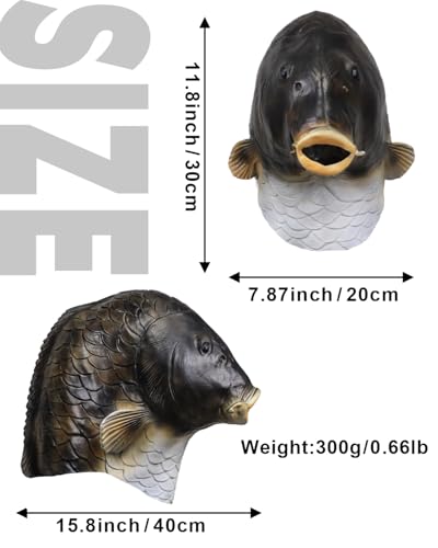 MOKRY PARTY Fish Mask Halloween Catfish Latex Animal Full Head Mask Realistic Fish Costume Party Cosplay Prop, Adult - image 3