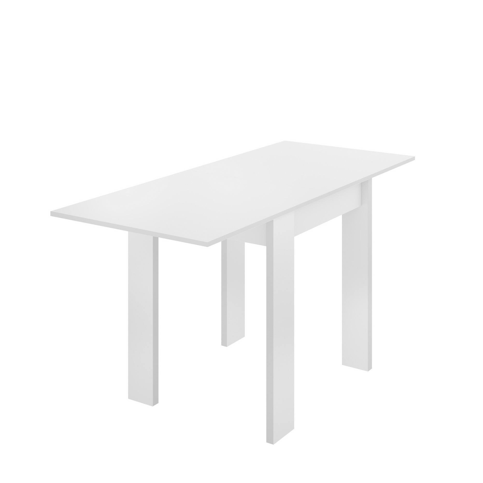 Dmora -Tavolo allungabile Comer, Consolle estensibile multiposizione,Tavolo consolle ausiliare pieghevole, 79/134x67h79 cm, Bianco