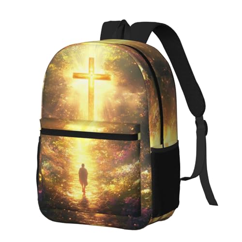 Jesus Sunlight Cross Backpack for Men Women Shoulder Bags Casual Daypack Travel Work Outdoor Backpacks,17 Inch2