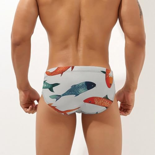 Colorful Japanese Fish Mens Swim Briefs Bikini Sexy Low Rise Trunks Swimsuit Bathing Suit Beach2