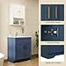 LDarqeer 30 Inch Bathroom Vanity with Ceramic Sink, Easy Tool-Free Installation Modern Farmhouse Sink Cabinet for Bathroom Remodel (Blue)