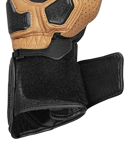 Image of Rynox Storm Evo 3 Gloves - CE Certified Full Gauntlet Motorcycle Riding Leather Gloves | Impact Protection | Scaphoid Protection | Abrasion Resistance - Sand Brown Black | Medium