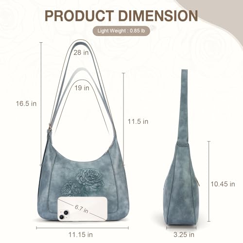 Image of Shoulder Bag for Women, Small Embossed Vegan Leather Hobo Purse | Elegant Crescent Shape Shoulder Purse with Top Handle, Adjustable Strap, Underarm Style for Daily Use, Travel & Gift Choice