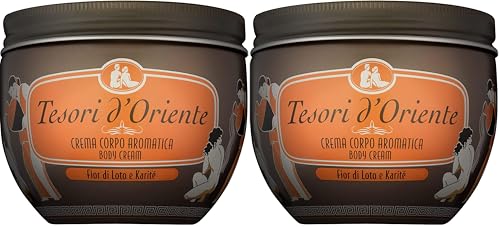 Tesori d'Oriente - Crema Corpo Profumata Fior di Loto con Burro di Karitè, Texture Morbida Nutriente e Idratante per la Pelle, Note Floreali, Azione Antiossidante ed Emolliente, 300ml