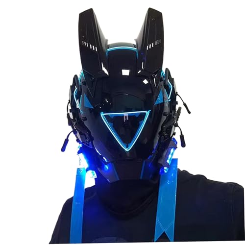 Masque Punk pour Halloween Jorzer avec casque LED cyberpunk et sombre pour cosplay