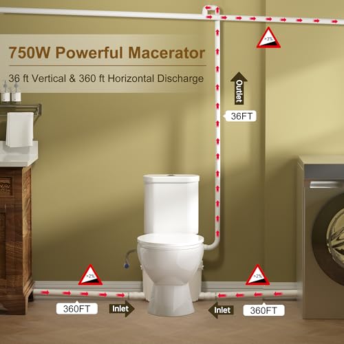 Image of SUPERFLO 750W Macerating Toilet System Powerful Macerator Toilet Pump