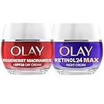 Olay Skincare Set: Niacinamide Face Moisturiser SPF and Retinol 24 MAX Night Cream, Anti Ageing Skin Care 50ml + 50ml