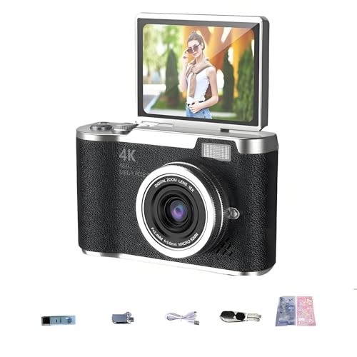 Amazon | フリップスクリーン付き4K HDデジタルカメラ、8倍電子ズーム