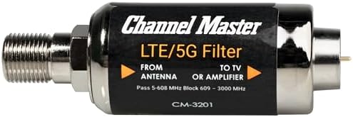 Channel Master CM-3201 LTE Filter - Optimized for new 2023 LTE, and 5G, Standards in the US. - Blocks LTE and 5G signals that interfere with TV antenna reception.