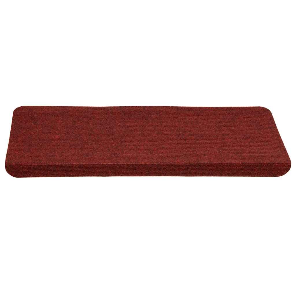 15 alfombrillas autoadhesivas para escaleras, color rojo, 65 x 24,5 x 3,5 cm, fieltro punzonado, antideslizantes, amortiguadoras acústicas para escaleras de madera, pasillos y interiores