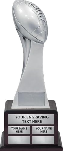 Crown Awards 18" Football Touchdown Perpetual Trophy, Football Sculpture Award - Custom Engraving Included