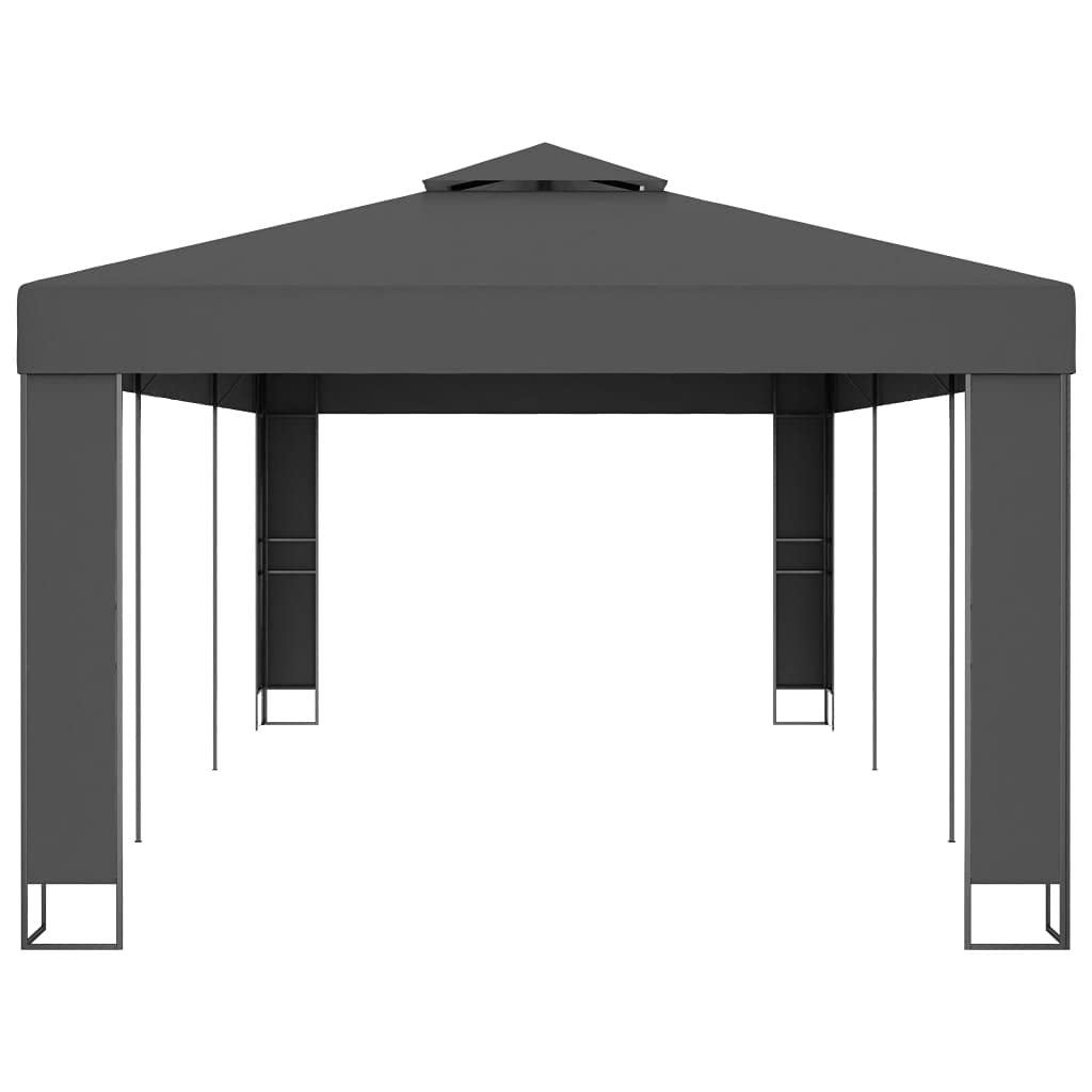 Pawilon z podwójnym dachem, 3 x 6 m, antracyt, stal malowana proszkowo, wodoodporny poliester, namiot ogrodowy na imprezę, wesele, grillowanie, taras, ochrona przed deszczem, ochrona przed słońcem