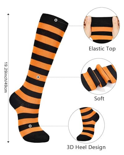 Image of Century Star Knee High Socks for Women Long Tube Socks with Stripes | Soft, Skin Friendly And Stretchy, Vibrant Colors Perfect For Daily Wear, Sports, Halloween And Christmas