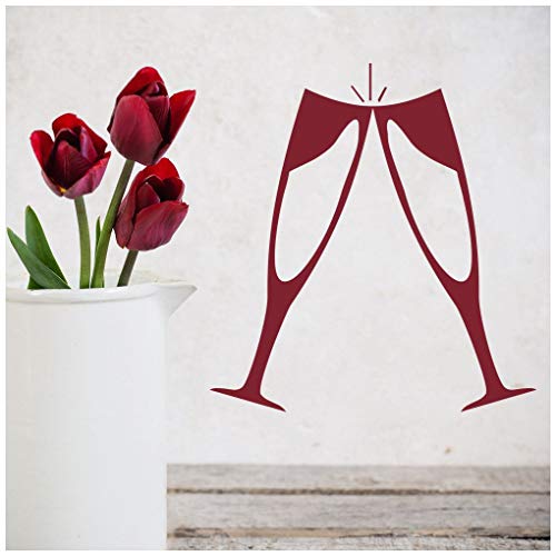 azutura Champagne Glass Cafe Restaurant Bar Wall Sticker available in 5 Sizes and 25 Colours Moss Green