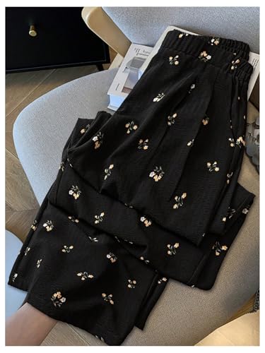 MakeMeChic Women's Plus Size Floral Loose Pants Elastic Waist Wide Leg Trousers3