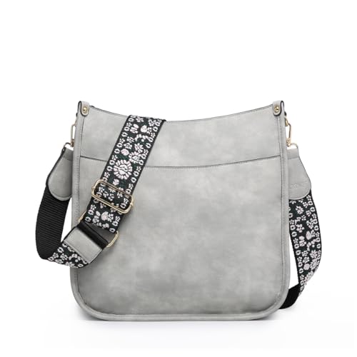 Image of JEN & CO. Crossbody Bags for Women Trendy Vegan Leather Hobo Purses Shoulder Handbags with Wide Adjustable Guitar Strap