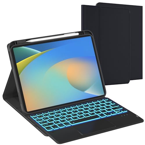 Capa com teclado espanhol Ñ para iPad (A16) 11.Generation 11" 2025, iPad 10. Generation 10.9" 2022 - retroiluminação de 7 cores painel multitoque capa fólio com teclado sem fios removível