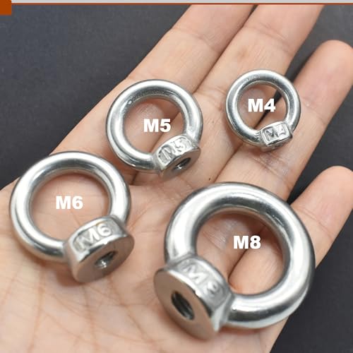 Image of M12 (1 /2 inch) EyeNut Stainless Lifting Eye Nuts Thread Ring Shoulder for Mounting Anchor Point,6 Packs