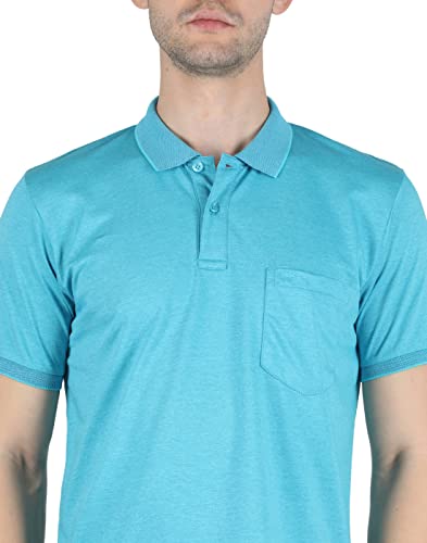 Image of Monte Carlo Mens Casual Cotton Blend Solid Turqoise T-Shirt |22203650-6