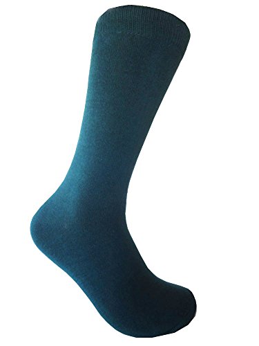 Triple M Plus Men's Dark Teal Mid Calf Dress Socks,One Size Fits Most Men Sock Size 10-13.