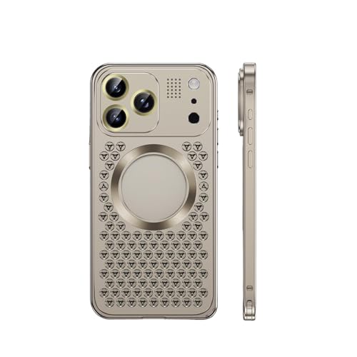 IPhone 17 Pro Max / 17 Pro 用 メタルケース アルミ合金フレーム 放熱設計 耐衝撃 スリムカバー カメラ全面保護 軽量 薄型 指紋防止 傷防止 高級デザイン(Gray,17 Pro Max)