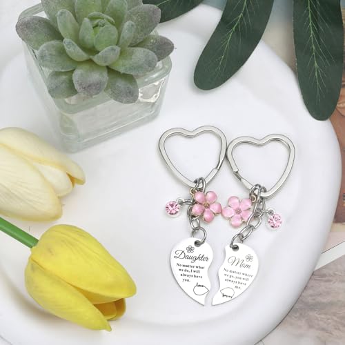 2 stuks moeder dochter hart, moeder dochter cadeau, sleutelhanger set, geschenken voor moeder, Moederdag, verjaardag, dochter motiverende geschenken - Afbeelding 5