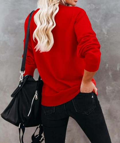 Image of Dressmine Womens USA Shirt Casual Long Sleeve Graphic Tees Knit Crew Neck Sweatshirts Loose Pullover