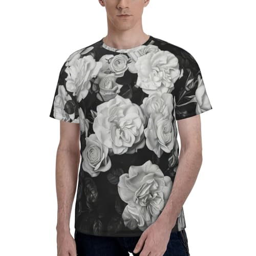 T-shirts classiques pour hommes imprimés roses noires et blanches noir XXL