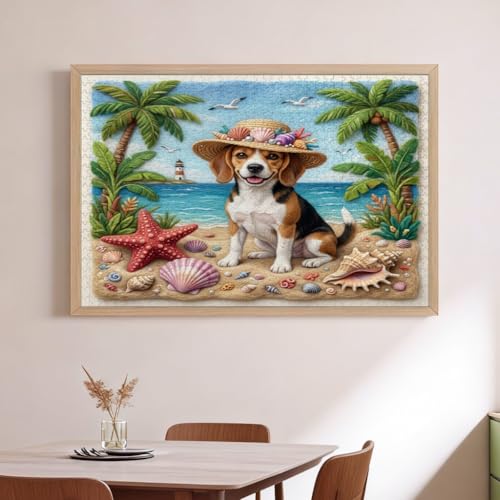 Rompecabezas de madera de 1000 piezas con acabado premium de beagle tropical 2