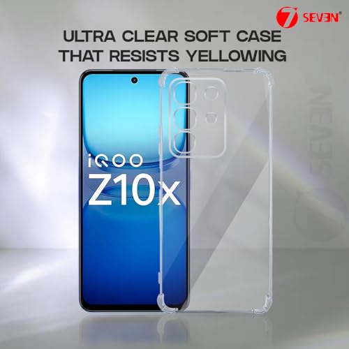 Image of 7SEVEN Back Cover for IQOO Z10X Transparent Mobile Back Case Shock Proof Design Camera Edges Protection Crystal Clear Phone Case Silicon Soft TPU and Flexible Bumper Phone Cover
