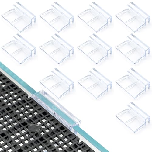 Image of LINLAN 1 /4-inch 12 Pieces Aquarium Cover Bracket, Fish Tank Lid Clips Acrylic Aquarium Cover Clip Support Holder, for Rimless Aquariums
