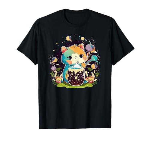 Cat Boba Tea, anime kawaii, Kitty Bubble Tea Camiseta