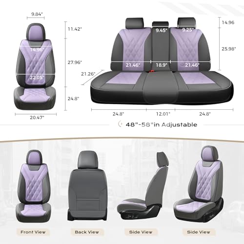 Image of Coverado Car Seat Covers, Front Covers for Cars, Car Seat Cover Front Seats, Car Seat Protector Waterproof, Leather Car Seat Cushion, Universal Interior Covers Seat Protectors for Most Cars Purple