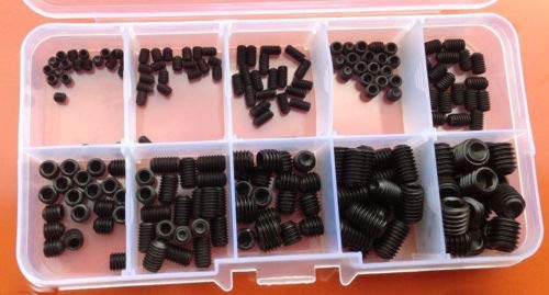 Lilianos 200pcs 12.9 Class Allen Socket Hex Head Grub Screws Assortment Kit Set Bolts Black