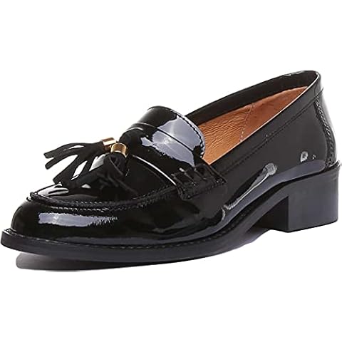 JUSTINREESS ENGLAND Womens Slip On Heeled Loafer Black Cover