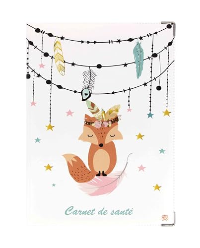 Color Pop Protège carnet de santé enfant – Fabrication Française – pvc imprimé – Pour carnet de santé, ordonnance- 22 x 16 cm (Imprime renard boheme)