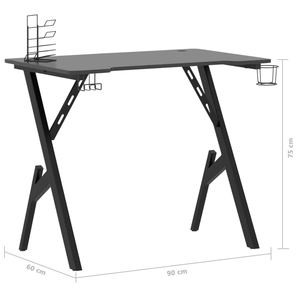 Scrivania,Supporto per stampante,Piccola postazione di lavoro in casa,Scrivania per computer in stile moderno,Scrivania da Gaming con Gambe a Forma di Y Nera 90x60x75 cm